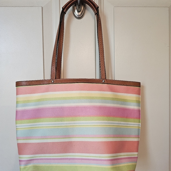Coach• Hampton Pastel Reverseable Tote with British Tan Leather - Picture 7 of 13